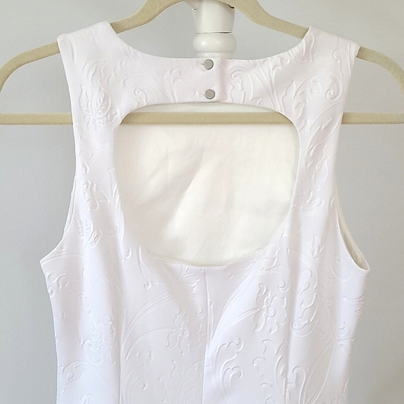 CLUB MONACO Floral Scuba Backless Sleeveless Mini White Cocktail Mini Dress - Picture 8 of 13